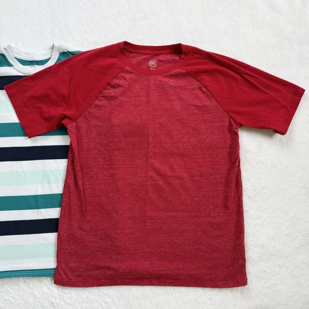 Wonder Nation Boys Lot Of 3 Short Sleeve T Shirts Size XXL (18) Striped Red